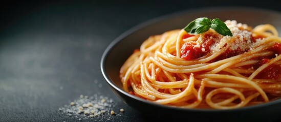Fototapeta premium Spaghetti Napolitana with marinara sauce. with copy space image. Place for adding text or design