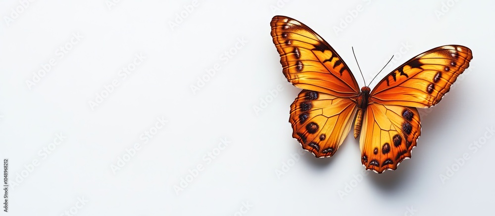 Poster brown butterfly against a white background. with copy space image. place for adding text or design