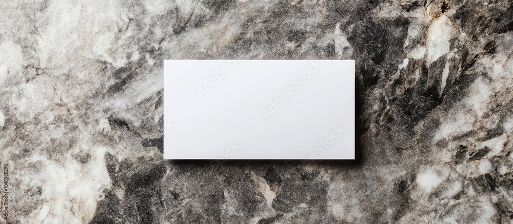 Aufkleber Blank white business cards on a stone board Mockup for identification Template for graphic designers portfolios Flat lay view. with copy space image. Place for adding text or design