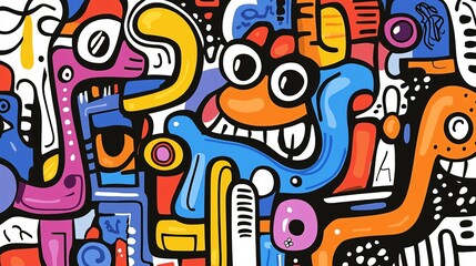 Colorful Abstract Illustration of Playful Characters