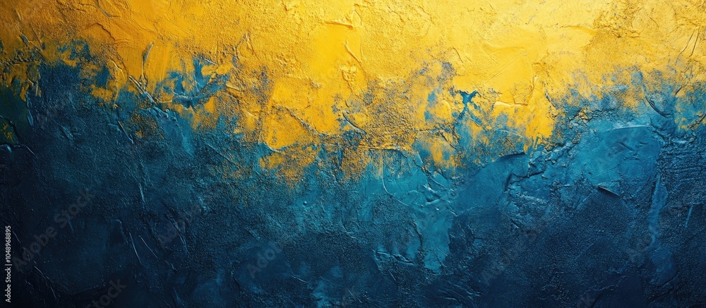 Leinwandbilder Textured abstract background in yellow and blue. with copy space image. Place for adding text or design