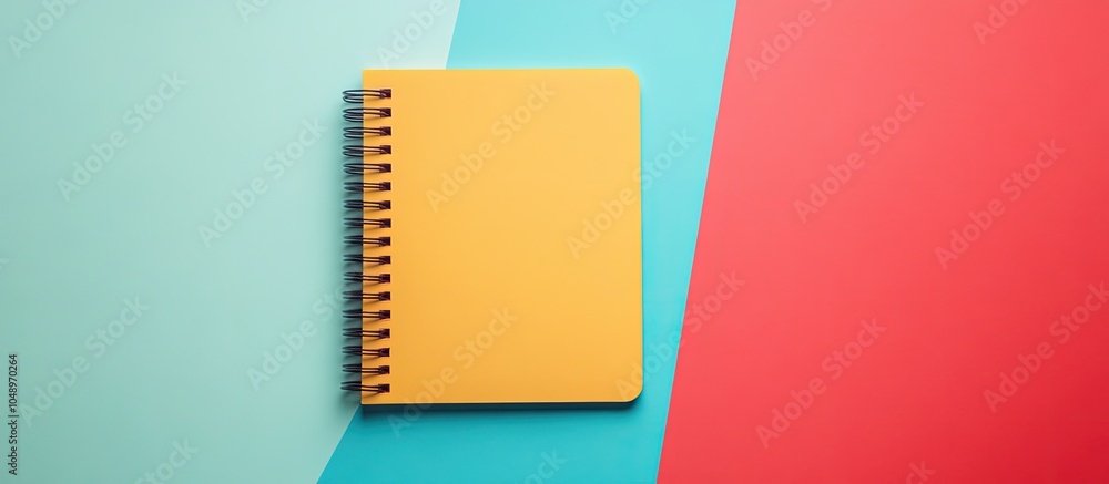 Aufkleber notebook on a colored backdrop area for text. with copy space image. Place for adding text or design