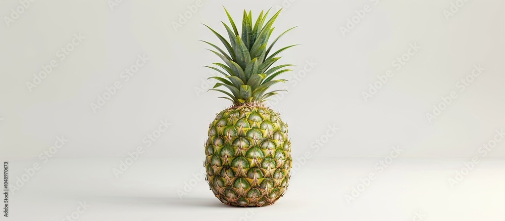 Fototapete whole fresh pineapple isolated on a white background. with copy space image. place for adding text o