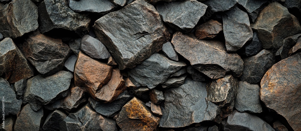 Leinwandbilder Various sizes of rock are combined to create a stone textured background. with copy space image. Place for adding text or design