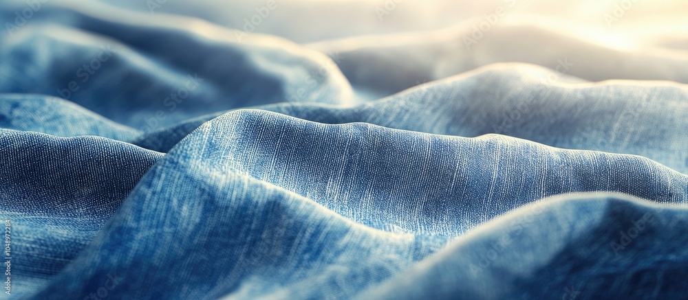 Poster Close up of jeans fabric texture with a softly blurred background wallpaper. with copy space image. Place for adding text or design