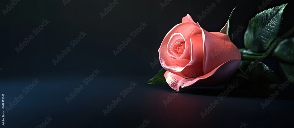 Aufkleber Pink rose. with copy space image. Place for adding text or design