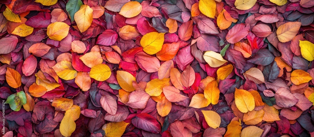 Fototapete colorful autumnal carpet made of leaves. with copy space image. place for adding text or design