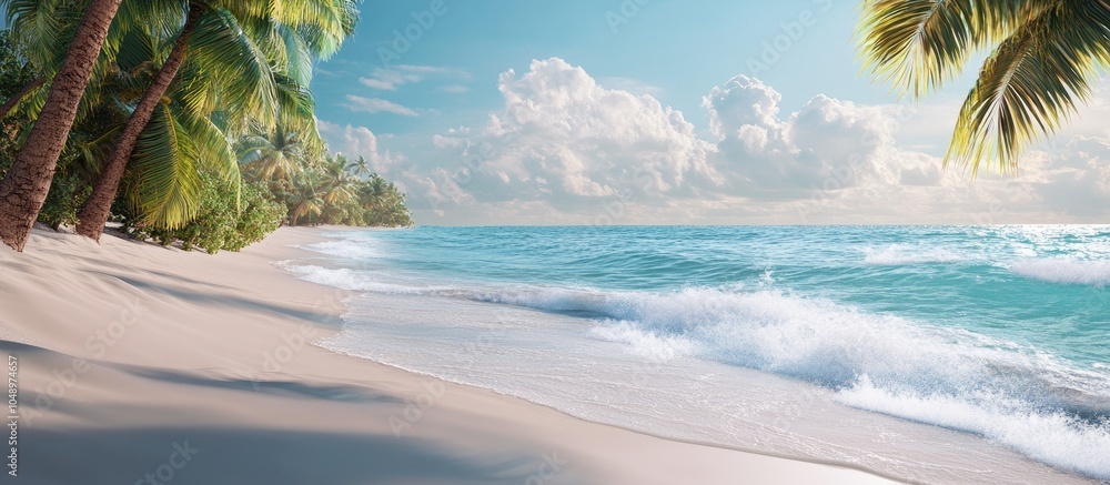Poster tranquil tropical beach. with copy space image. place for adding text or design