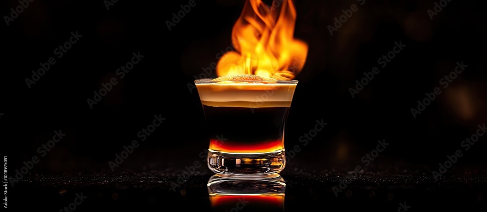 Poster b 52 cocktail flambe flamed a layered shot made of coffee liqueur irish cream and orange liqueur. wi