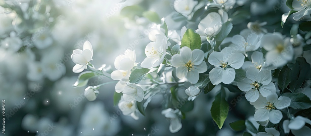Poster close up of an apple tree s branches and flowers copy space