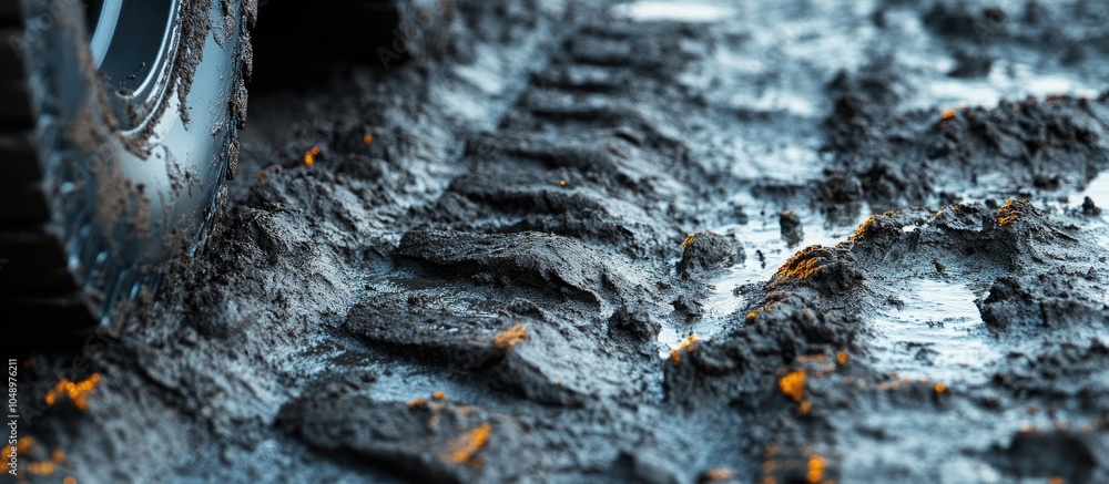 Aufkleber truck tire track in the mud. with copy space image. place for adding text or design