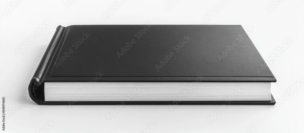 Poster Black hardcover book set against a white background. with copy space image. Place for adding text or design