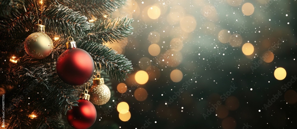 Fototapete Christmas backdrop featuring light spots and bokeh effects. with copy space image. Place for adding text or design