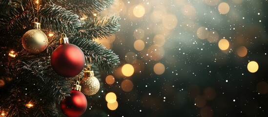 Christmas backdrop featuring light spots and bokeh effects. with copy space image. Place for adding text or design