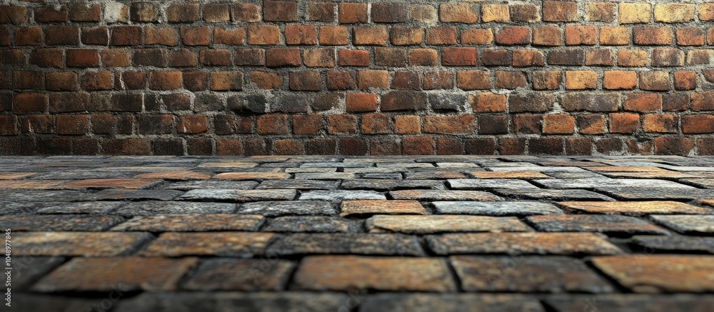 Poster Block brick wall backdrop. with copy space image. Place for adding text or design