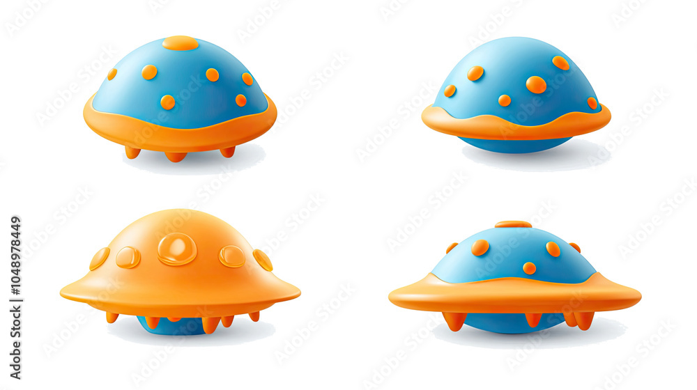Aufkleber playful ufo icons for creative projects on transparent background generative ai