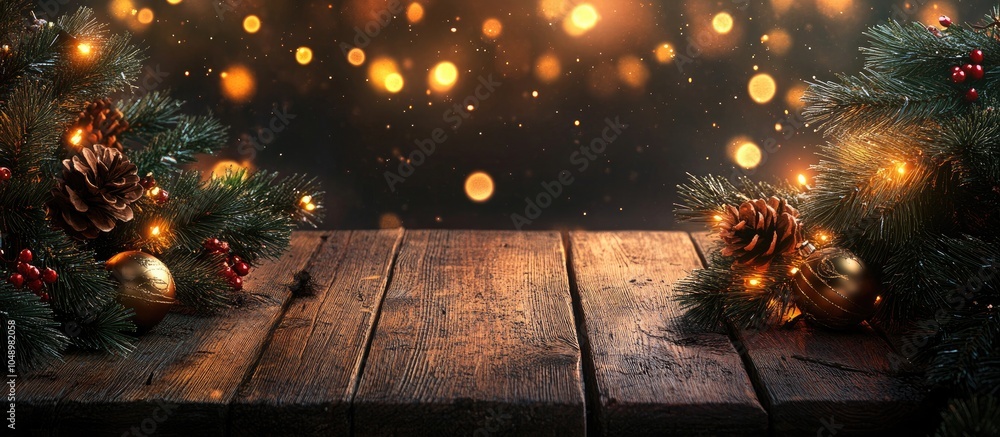 Aufkleber christmas and new year celebration concept featuring a wooden background. with copy space image. pla