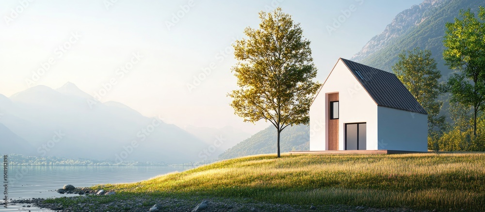 Aufkleber Small house Simple design. with copy space image. Place for adding text or design