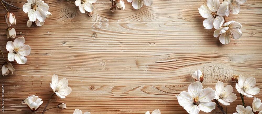 Aufkleber wood grain backdrop featuring flowers. with copy space image. place for adding text or design