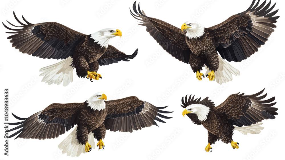 Aufkleber bald eagles soaring on a transparent background generative ai