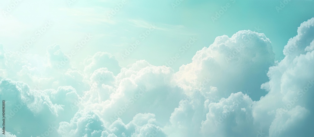 Leinwandbilder soft nature sky background texture beautiful light cyan sky among white clouds elegant wallpaper or 