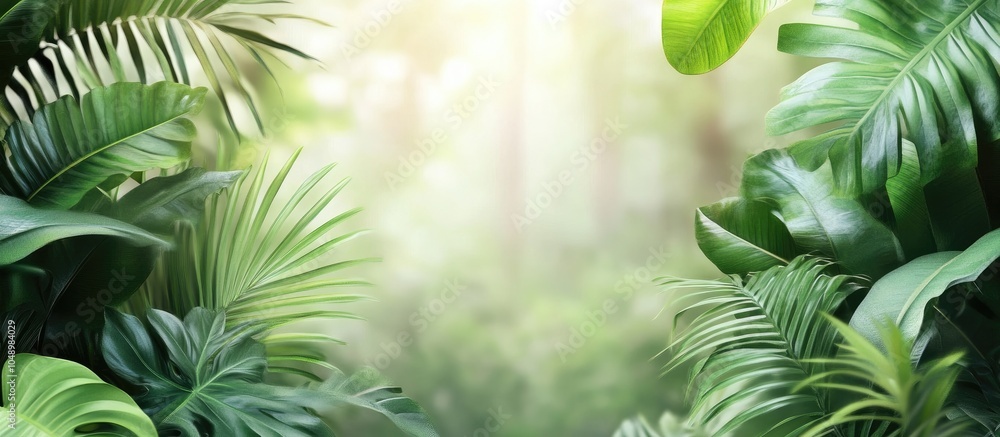 Aufkleber green foliage tropical regions. with copy space image. place for adding text or design