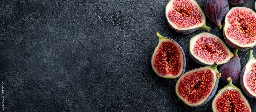 Leinwandbilder Hamon and slices of fresh figs. with copy space image. Place for adding text or design