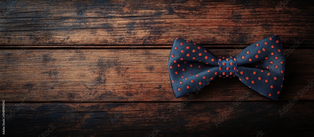 Poster happy father s day a special bow tie rests on a wooden table leaving empty copyspace for a message o