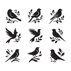 Obraz premium Collection of Bird silhouette vector illustration
