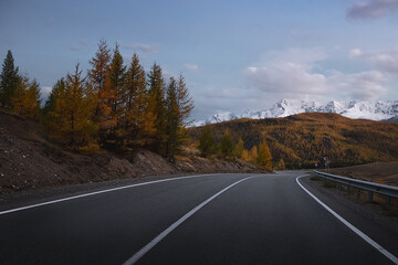 highland road in the twilight.