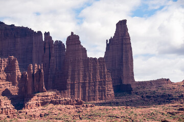amazing rock formations of red, brown, and yellow rock hematite, iron oxide in Utah USA
