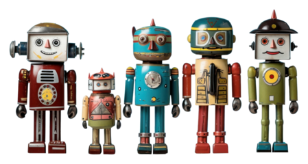 PNG Retro tin toys robot representation celebration.