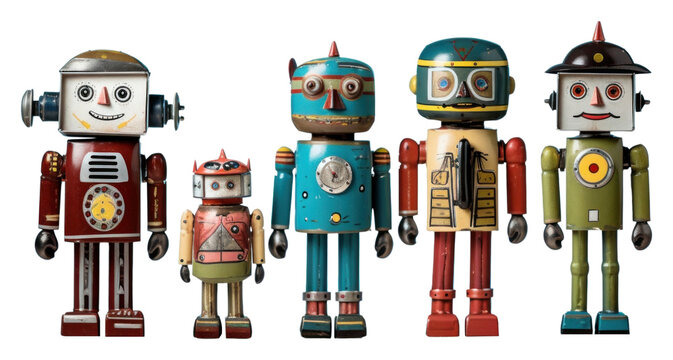 PNG Retro tin toys robot representation celebration.