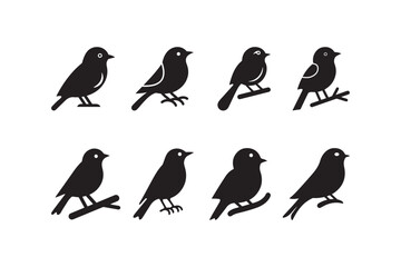 Naklejka premium Set of Birds silhouette vector icon design