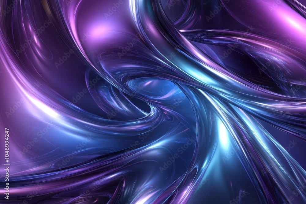 Poster swirling abstract patterns in purple and blue create a mesmerizing visual display in a digital art p