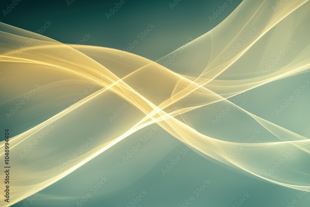 Poster soft golden waves intertwine against a tranquil teal background, creating a serene abstract composit