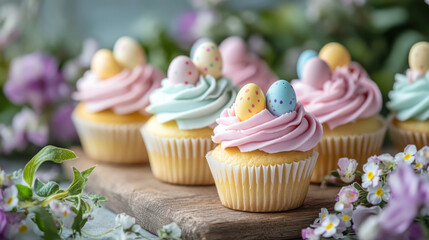 Colorful easter egg themed cupcakes for festive celebrations