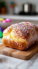 Traditional easter bread with colorful sprinkles – perfect for holiday celebrations