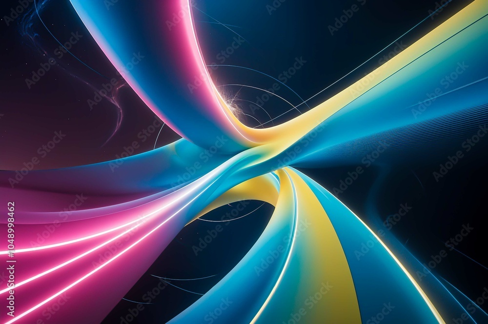 Poster 3d render abstract futuristic dynamic curvy motion colorful neon texture background