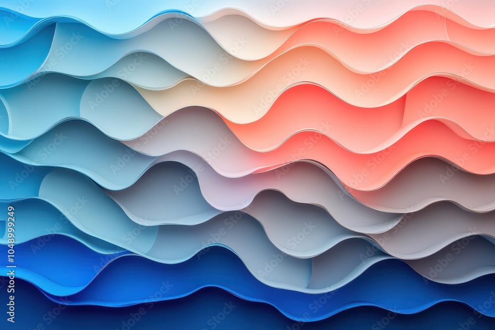 Aufkleber Waves of color in flowing patterns create a serene atmosphere in an abstract design illustration