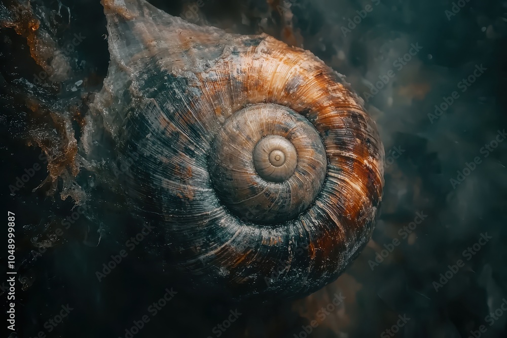Poster macro shot of spiraled snail shell pattern