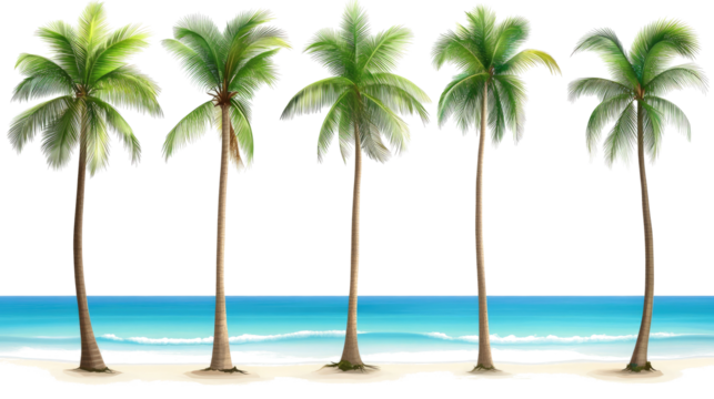 Palm Trees on a Serene Beach Under Clear Skies Generative AI