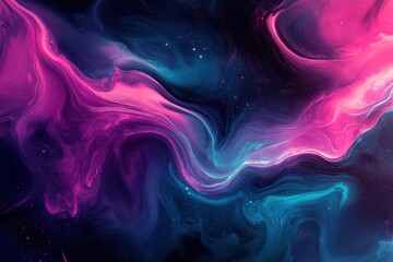 Obraz premium Colorful abstract artwork displaying swirling purple and blue patterns against a dark backdrop