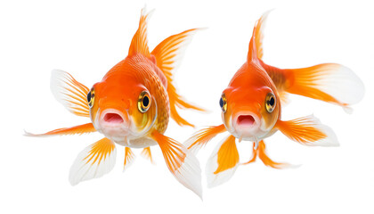 Fototapeta premium Goldfish on white background isolated