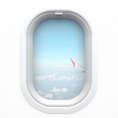 Airplane Window Frame on White Background – Travel and Aviation Concept