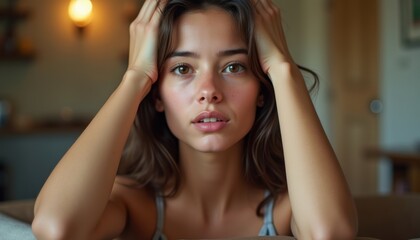 Fototapeta premium Attractive female's expression on a plain background. An awesome depiction of beauty and sophistication.