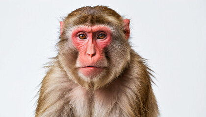 Japanese Macaque full body on white background isolated 