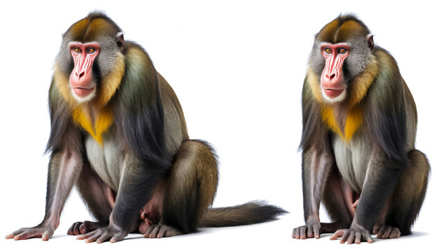 Mandrill on white background isolated
