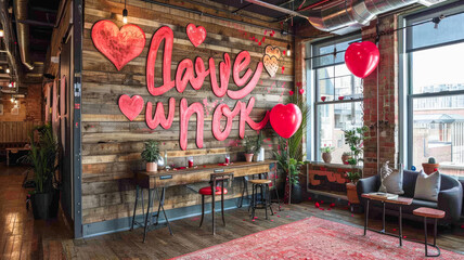 Naklejka premium Valentine’s Office Lounge with Love Decor 