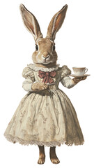 Obraz premium PNG Belgian enjoy tea break animal painting rabbit.